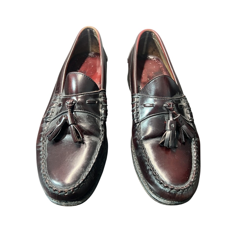 Johnston & Murphy Men's 9 C Burgundy Leather Tassel Loafers Dress Shoes Made in
